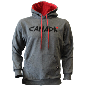 Grey Hoody - Red Trim and Black Logo